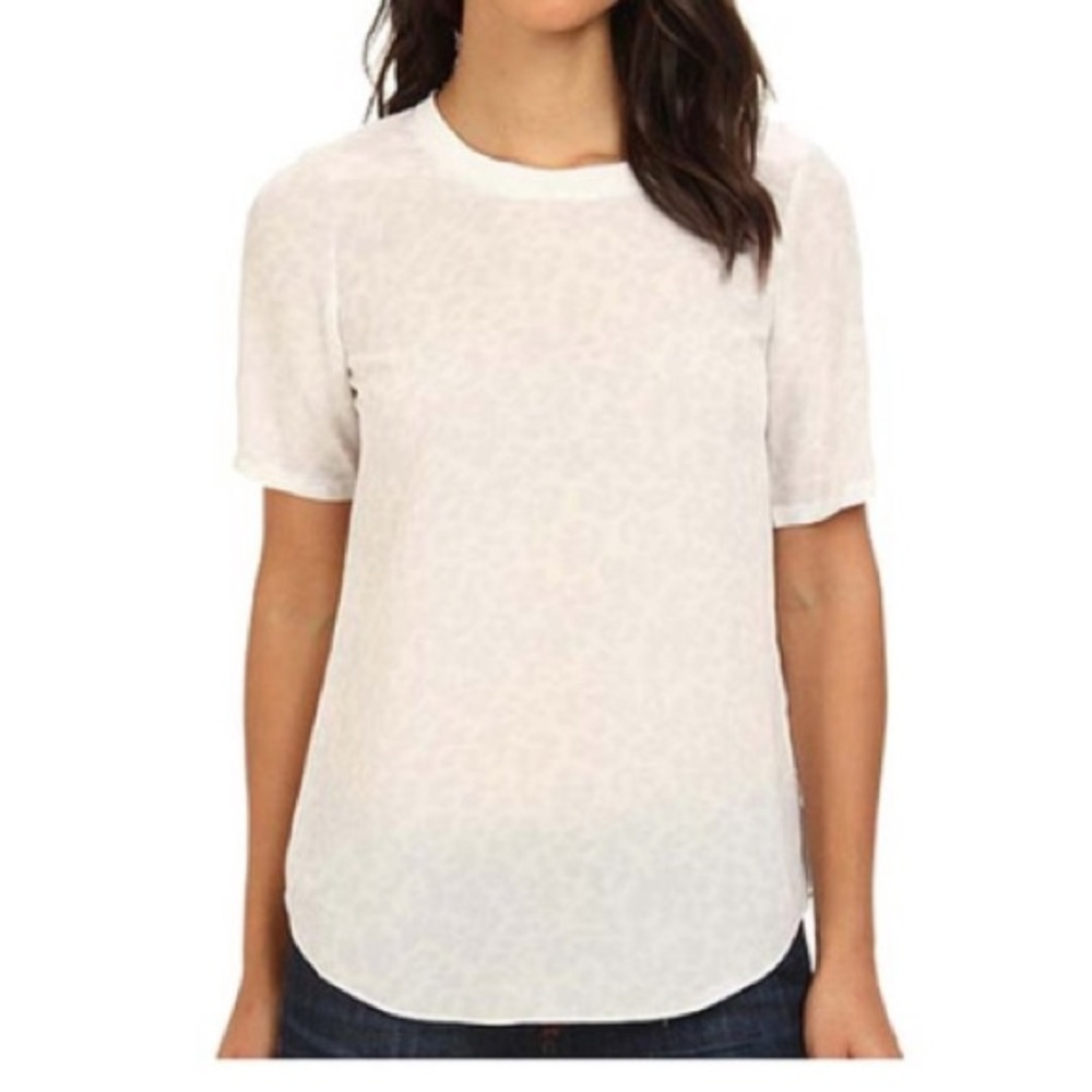 SOLD Rebecca Taylor Lynx Silk Tee in Snow Leopard - Picture 2 of 8